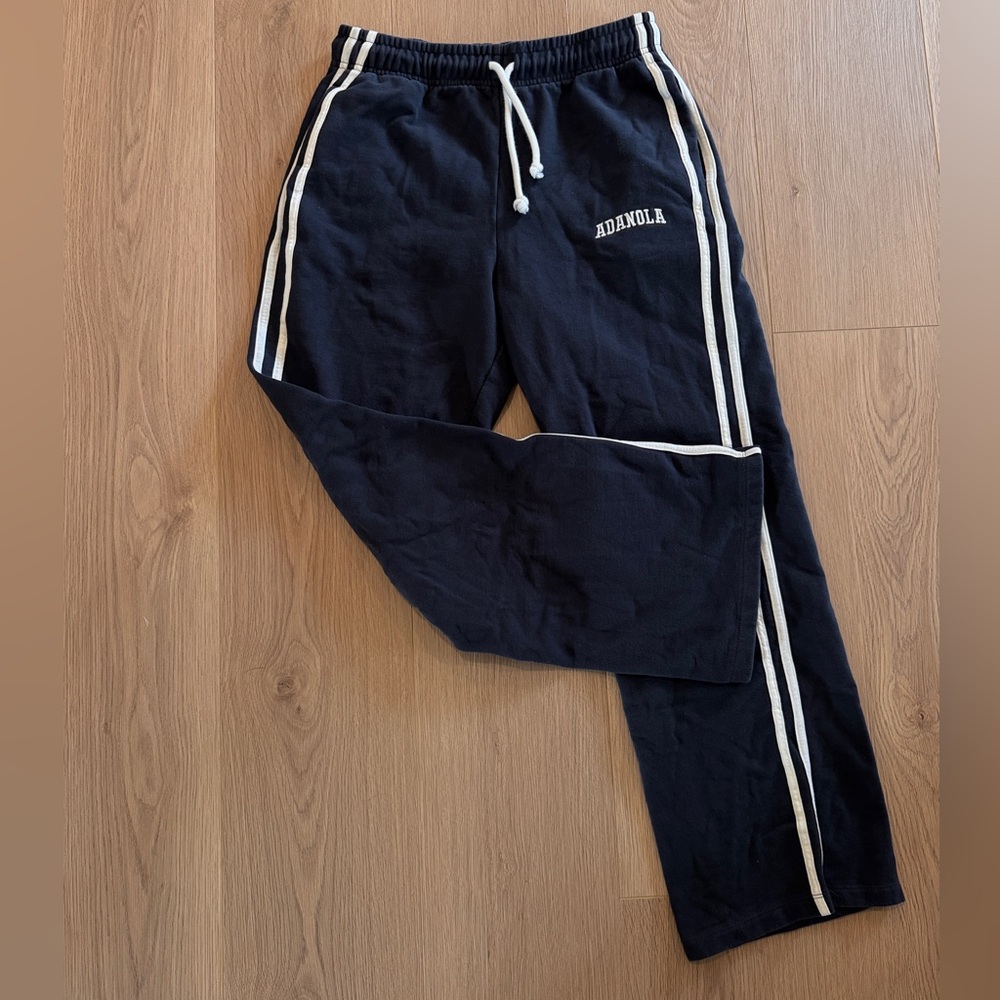 Adanola Varsity Loose Navy Joggers with White Stripes